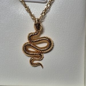 18kt GP Snake Pendant Necklace